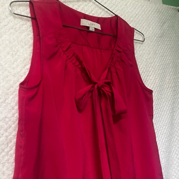 LOFT Blouse Womens Pink Sleeveless Tie Front Chic Feminine Top Loose Fit Small - Picture 2 of 8